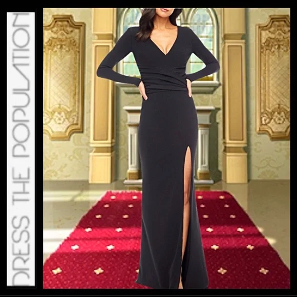 dress the population black carmen gown Black Carmen Gown by Dress The Population
